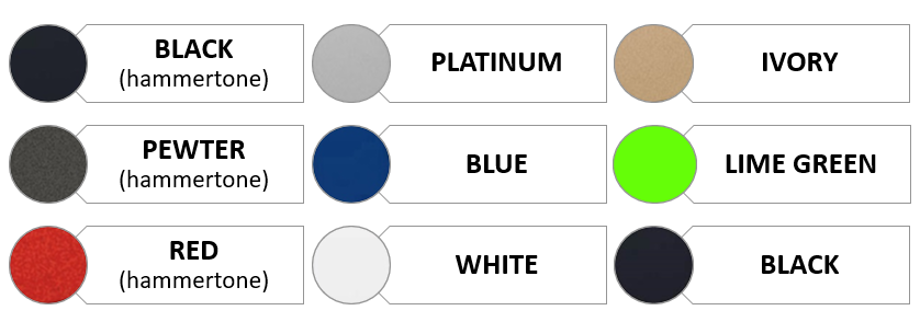 A color chart showing the different colors of paint.