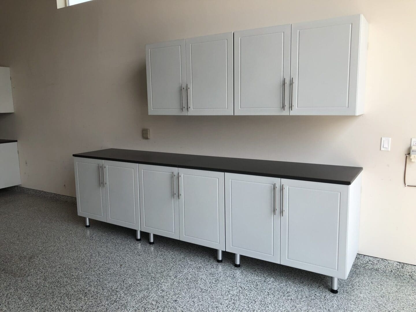 White Cabinets with Powder Coated Countertop