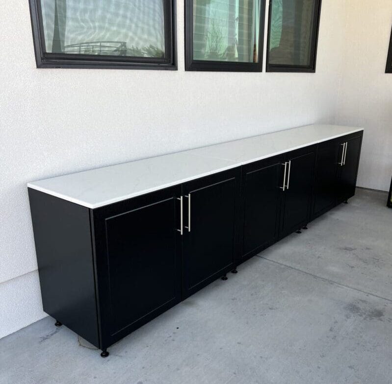 Black Cabinets with Quartz Top